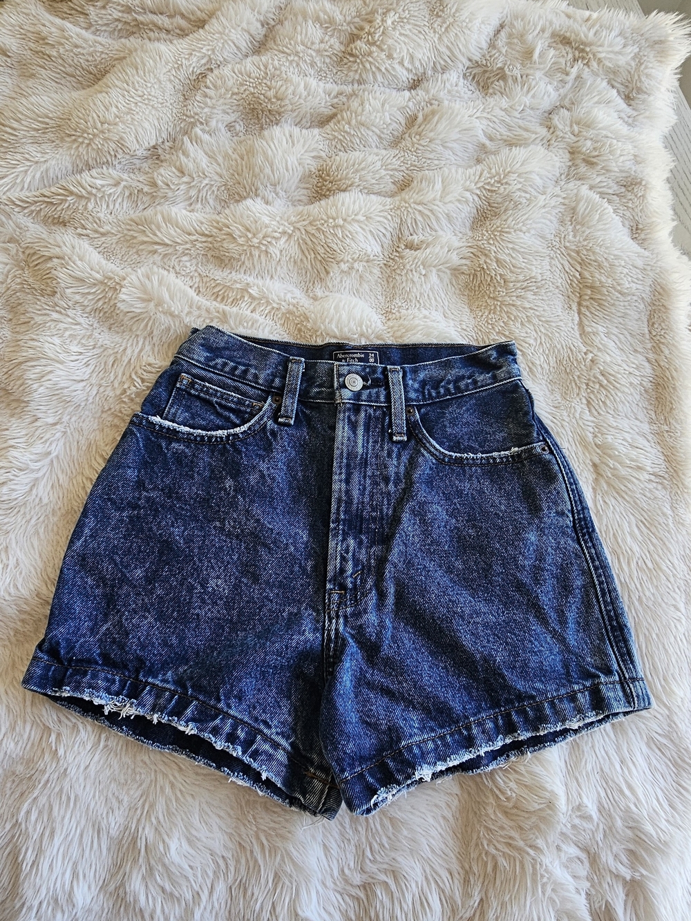 Abercrombie & Fitch dark blue washed denim shorts